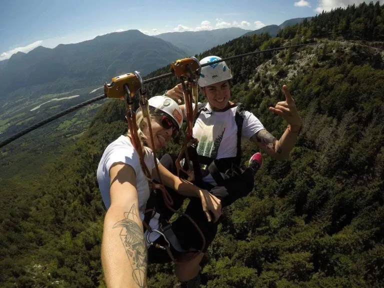Zoom down the zipline in Soča Valley